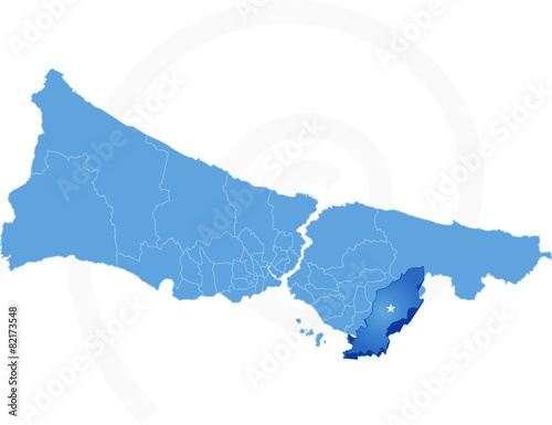 Istanbul Map with administrative districts where Tuzla is pulled