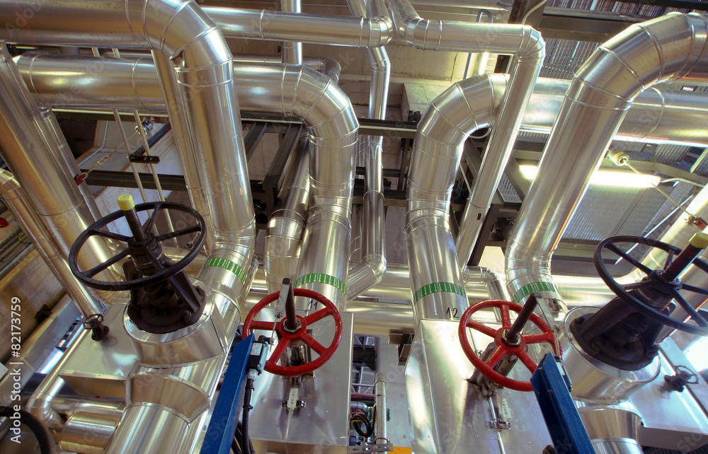 Industrial zone, Steel pipelines, valves and cables Industrial zone, Steel pipelines, valves and cables