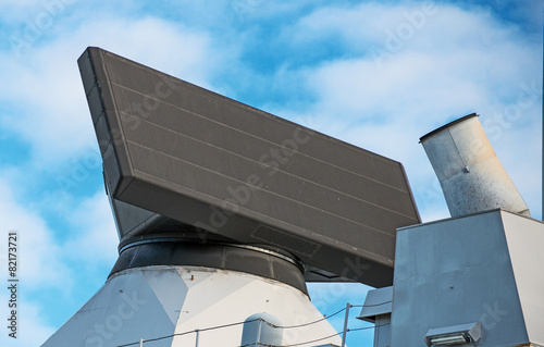 View of radar on naval ship. photo