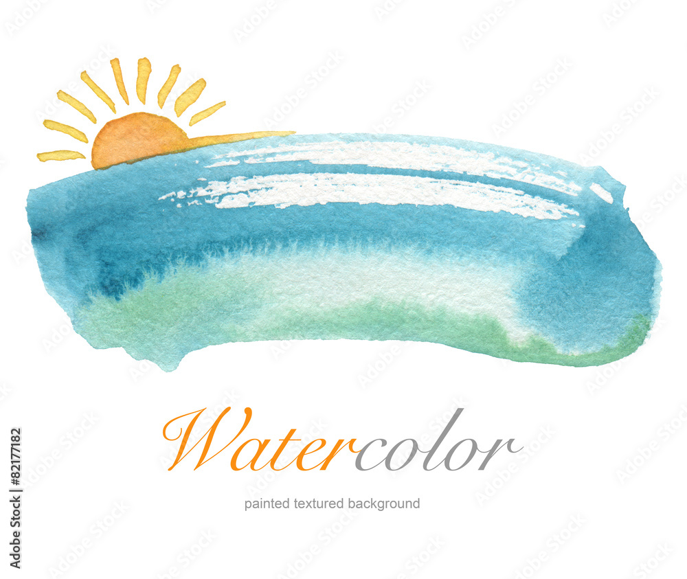 Obraz premium Summer watercolor hand painted background. Textured paper.