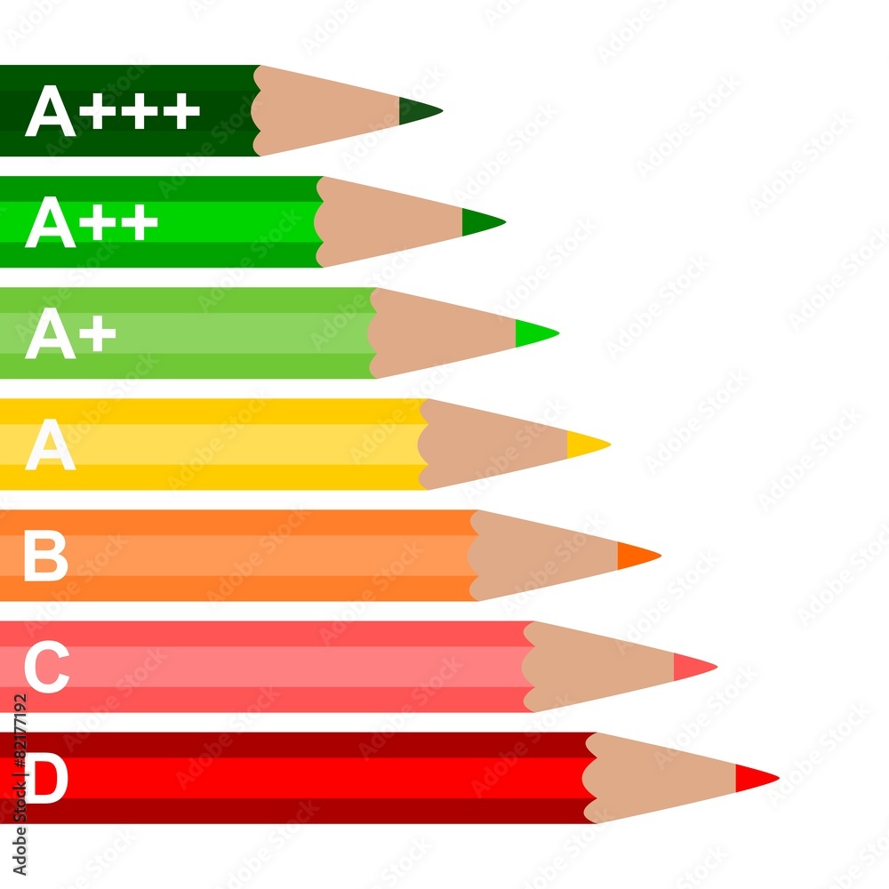Energy Efficiency Rating Wooden Pencil - illustration Energy Efficiency Rating Wooden Pencil - illustration