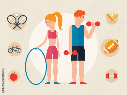 Athletes, female and male character