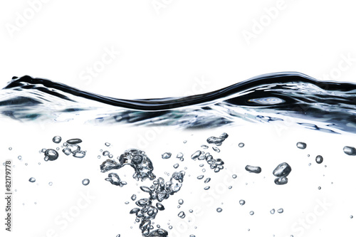 Water wave and bubble on white background
