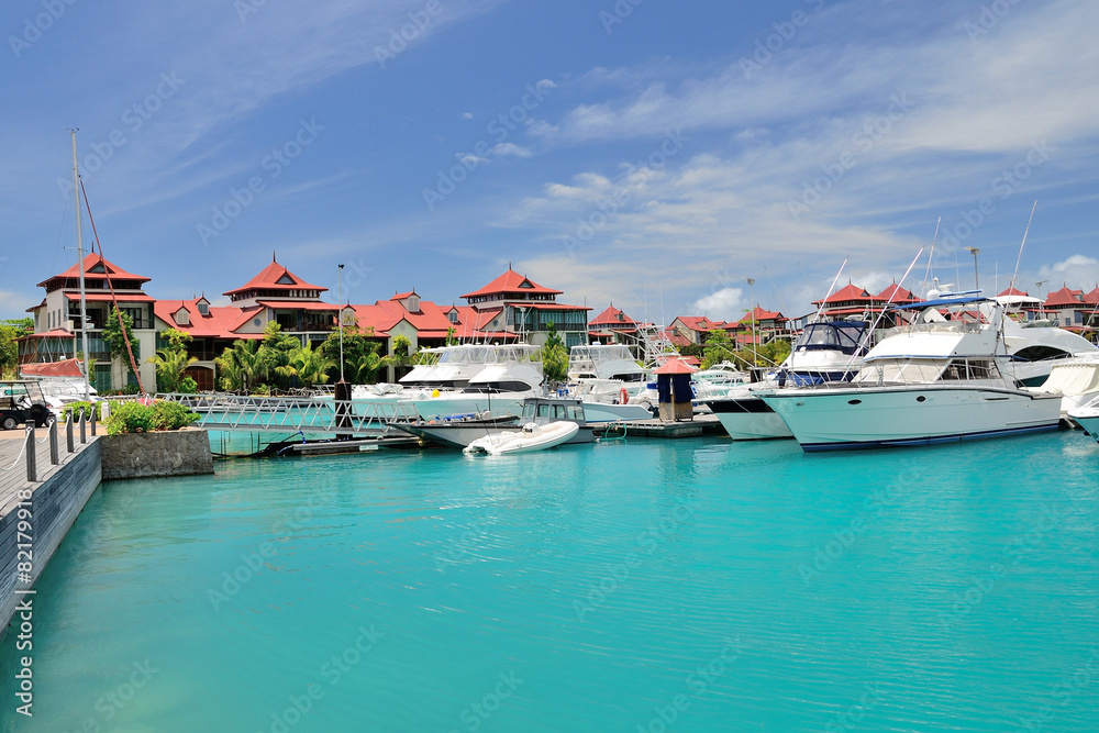 Luxury residency and marina at Eden Island, Seychelles.
