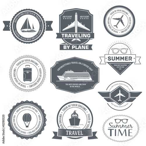 Travel set label template of emblem element for your product or
