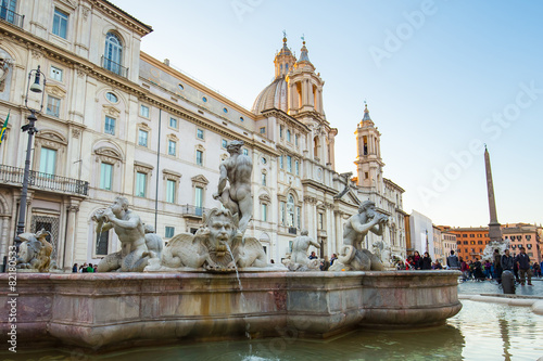 The sunset of Piazza Navona in Rome, Italy.