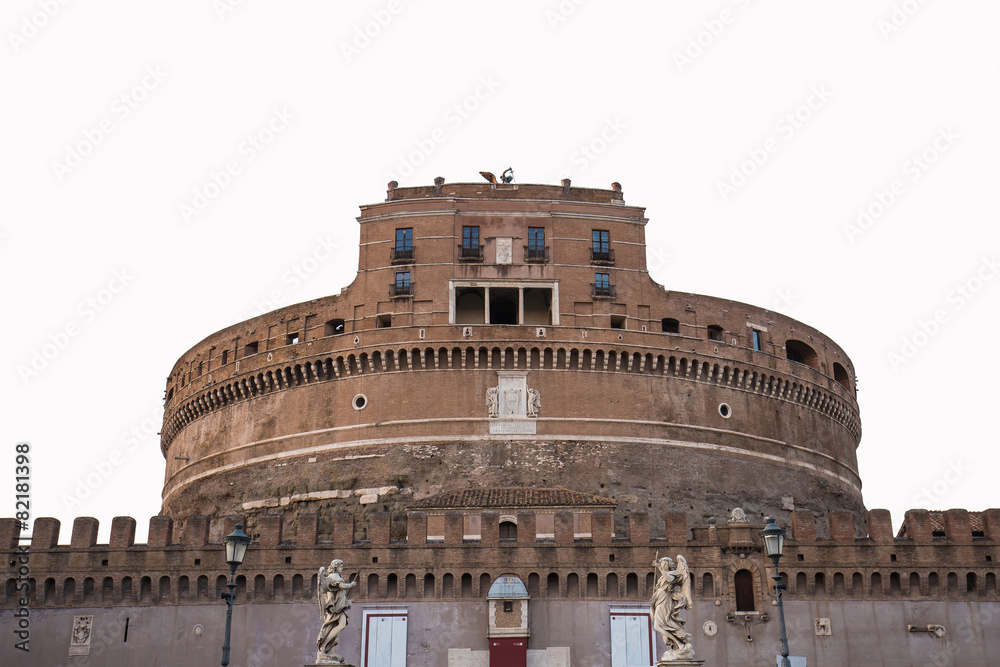 The isolated of Castel Sant Angelo the landmark of Rome, Italy