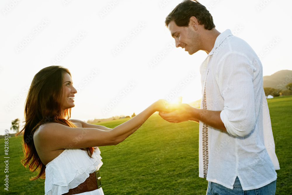 Couple talking in park Couple talking in park