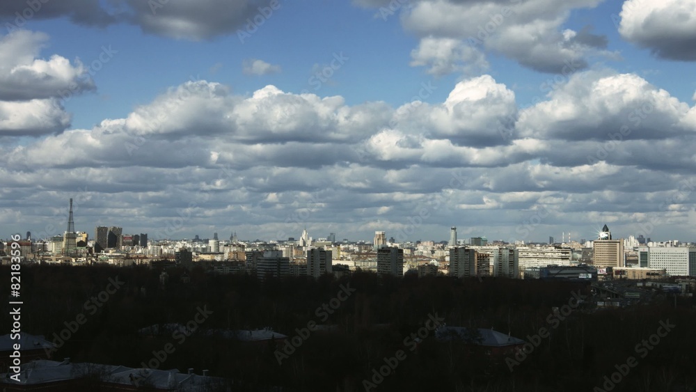 Moscow aerial wide time-lapse 4k panorama, stormy weather Moscow aerial wide time-lapse 4k panorama, stormy weather