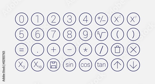 modern mathematics line icon set