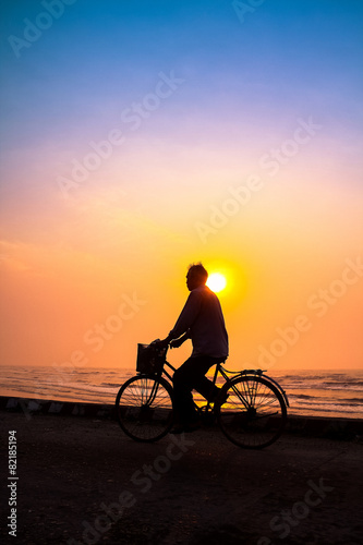 life of fishermen in sunrise on the beach, vietnam