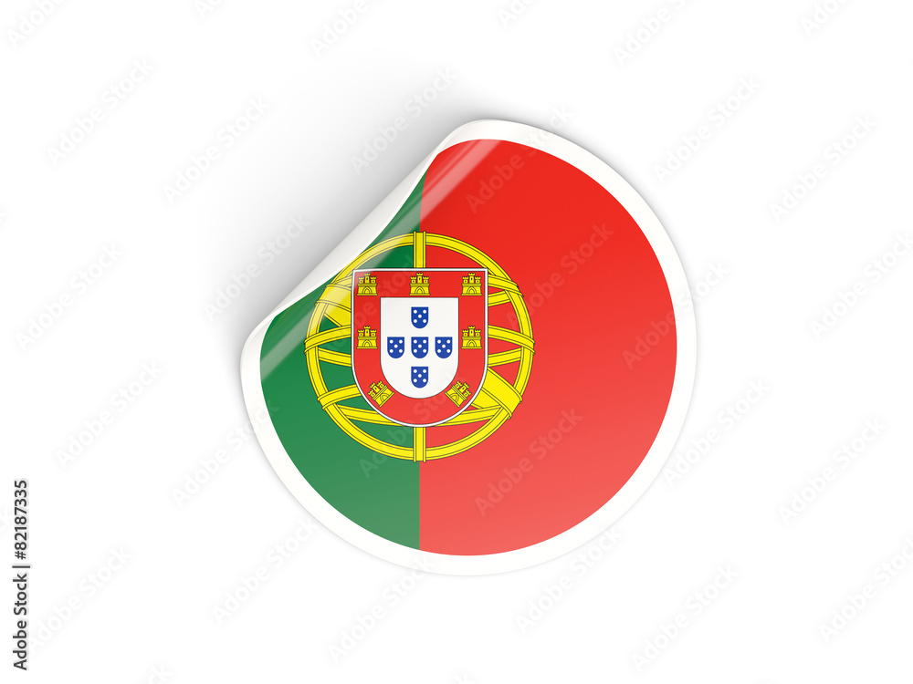 Round sticker with flag of portugal