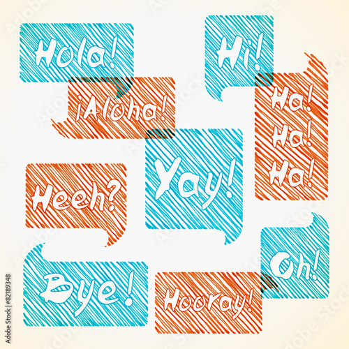 hatched speech bubble set