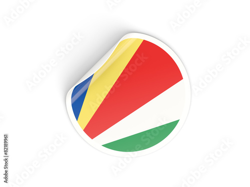 Round sticker with flag of seychelles
