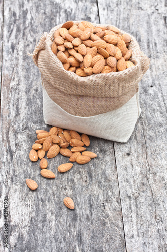 almond bag on the old table photo