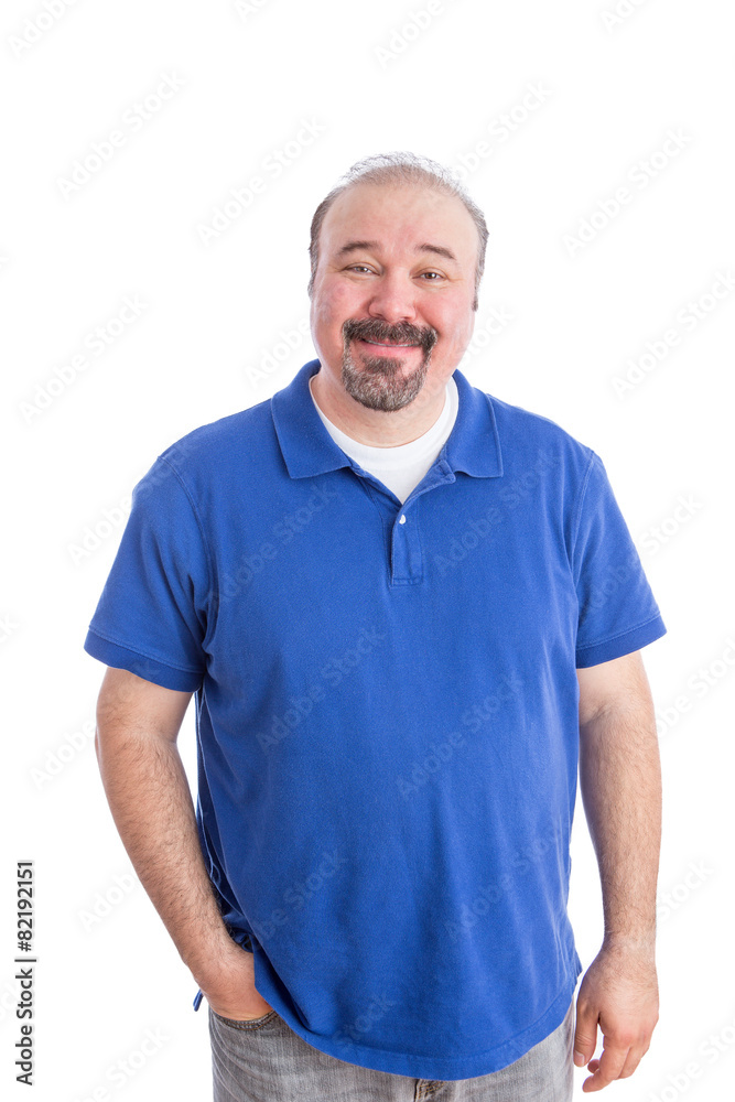 Optimistic Adult Guy in Blue Smiling at the Camera Optimistic Adult Guy in Blue Smiling at the Camera