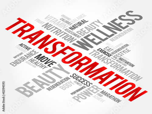 TRANSFORMATION word cloud, fitness, sport, health concept