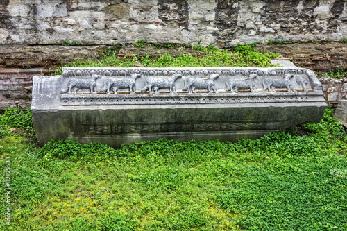 Tomb - artifact in ruins of famous basilica Saint Sophia, Istanb photo