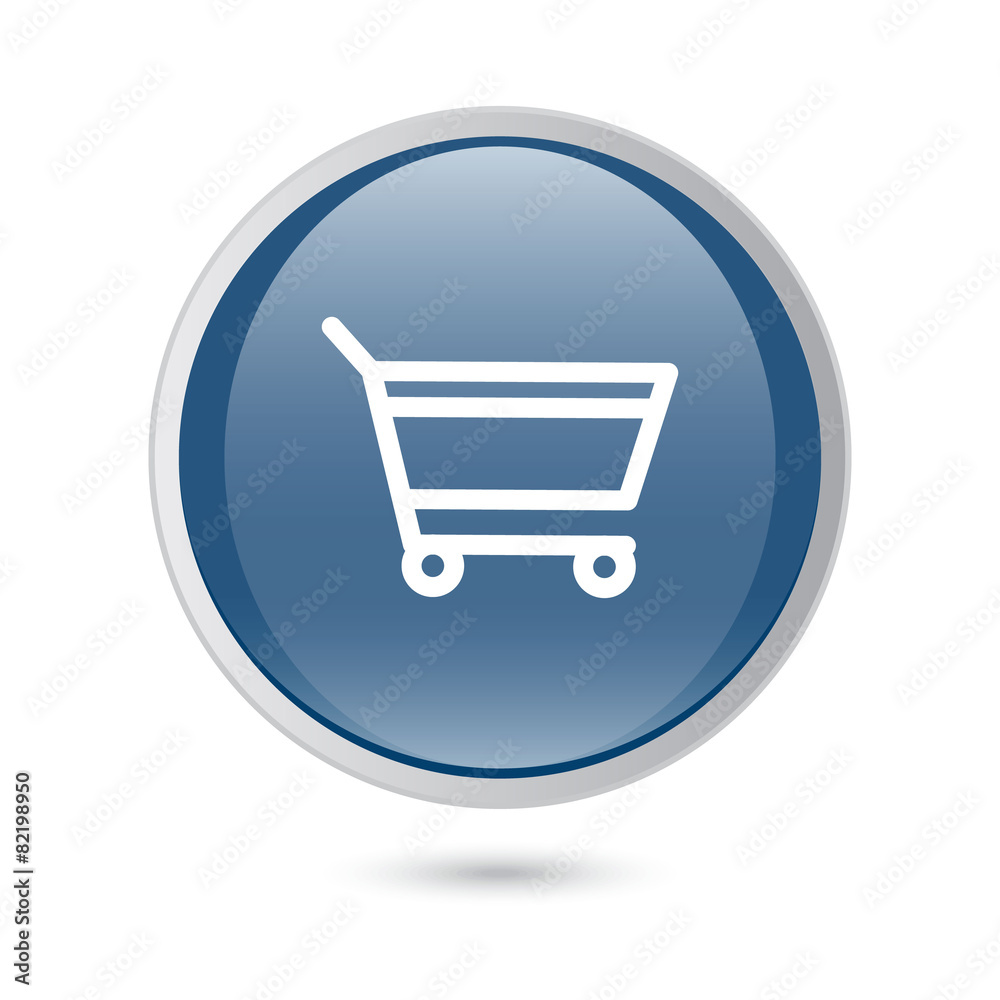 blue glossy web icon. add to cart, icon 