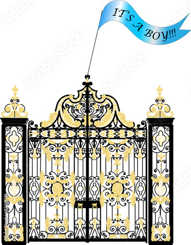 Kensington palace gate, announcement of a newborn baby boy