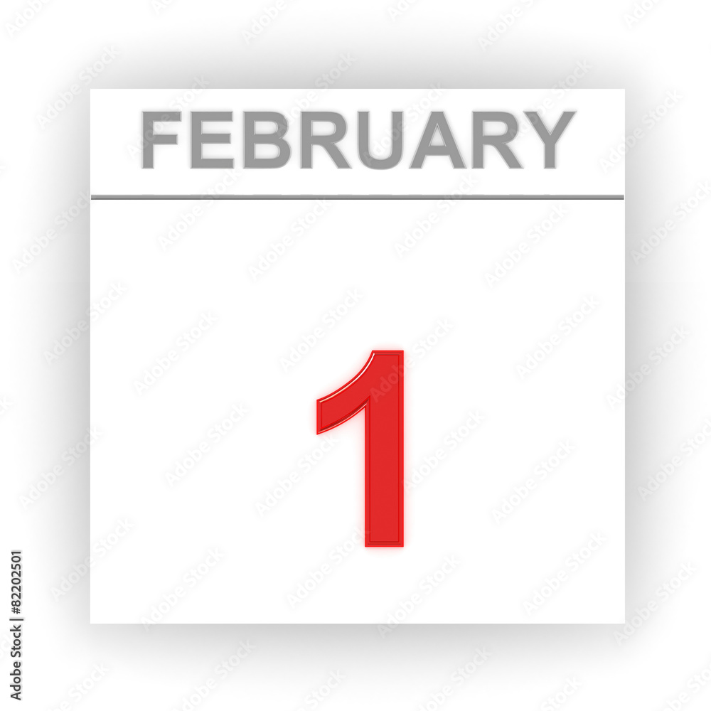 February 1. Day on the calendar. 3d February 1. Day on the calendar. 3d