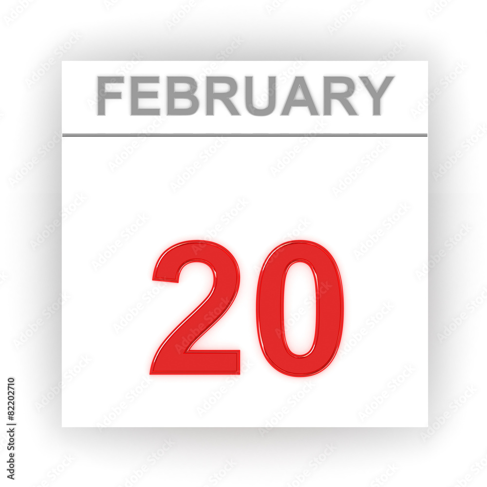 February 20. Day on the calendar. February 20. Day on the calendar.