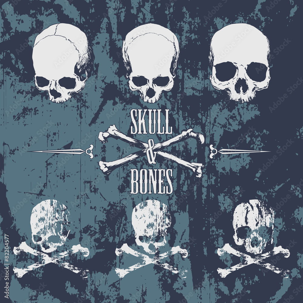 Skulls and cross bones on the grunge background