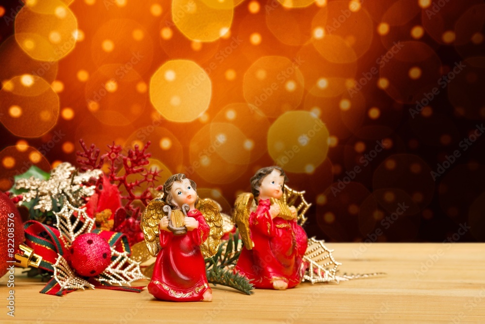 Holiday. Christmas festive background with wooden deck table Holiday. Christmas festive background with wooden deck table