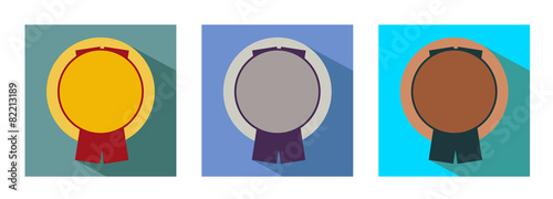 flat medals icons - gold, silver and bronze valuation