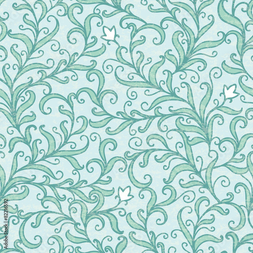 Vector green floral swirls seamless pattern backround