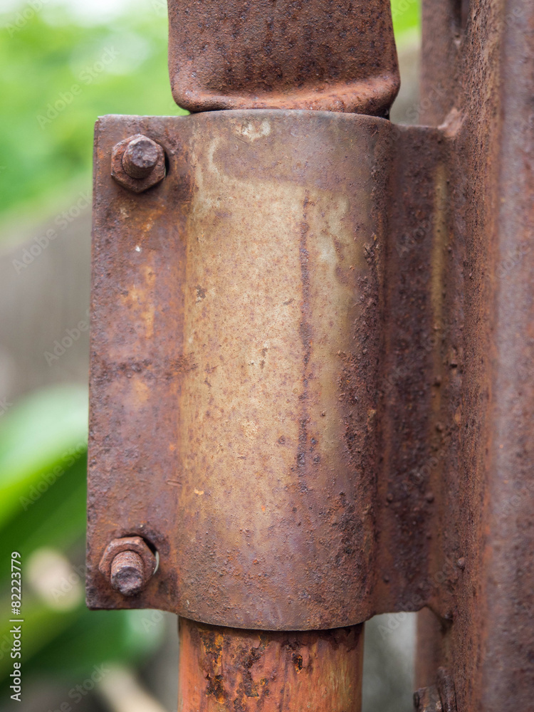 Rusty steel nut on the steel pipe. Rusty steel nut on the steel pipe.