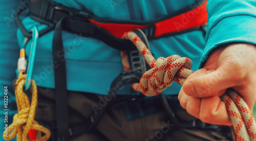 Obraz na płótnie Сlimber wearing safety harness