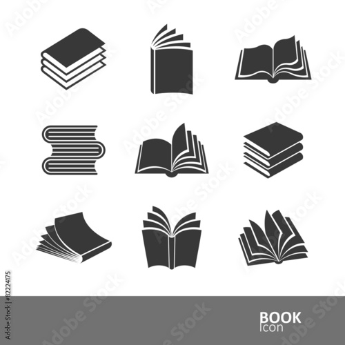 Papier peint bibliothèque - Papier peint book silhouette icon set,vector illustration