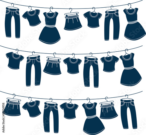 various clothes on washing line