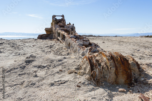 Rusty crane in the Salton sea photo