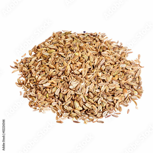 Fennel seeds isolated on white background.