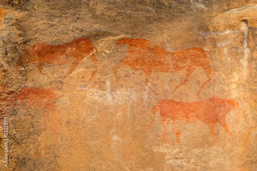 Bushmen rock painting of African antelopes