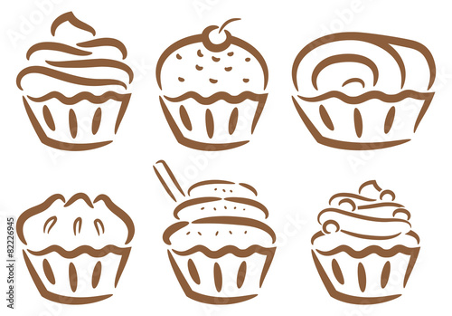 cupcake icon in doodle style