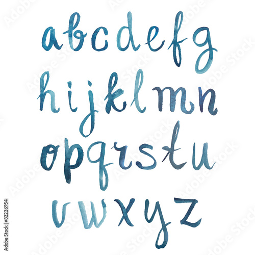 Colorful watercolor aquarelle font type handwritten hand drawn