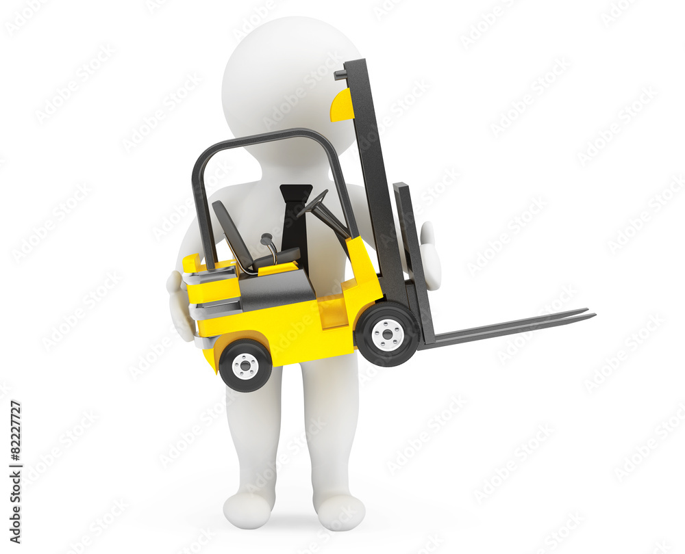 3d person with Forklift Truck