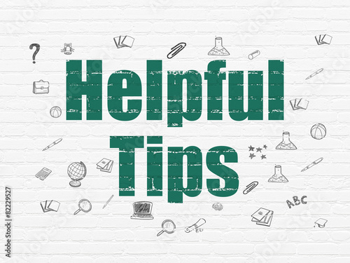 Education concept  Helpful Tips on wall background