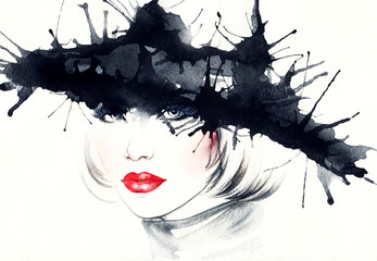 Leinwandbilder Aquarell Gesicht woman portrait .abstract watercolor  © Anna Ismagilova