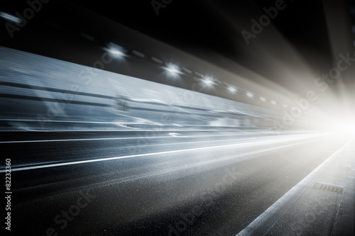 speeding car through tunnel