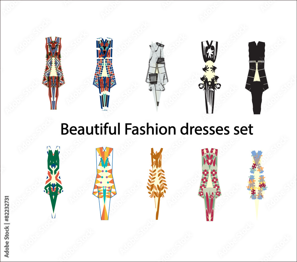 woman beautiful dresses set,Vector woman beautiful dresses set,Vector