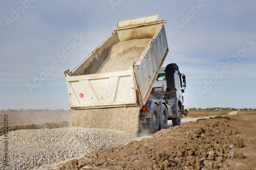 Truck tipping gravel
