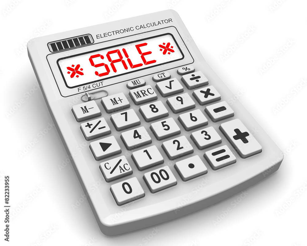 Sale. Inscription on the electronic calculator Sale. Inscription on the electronic calculator