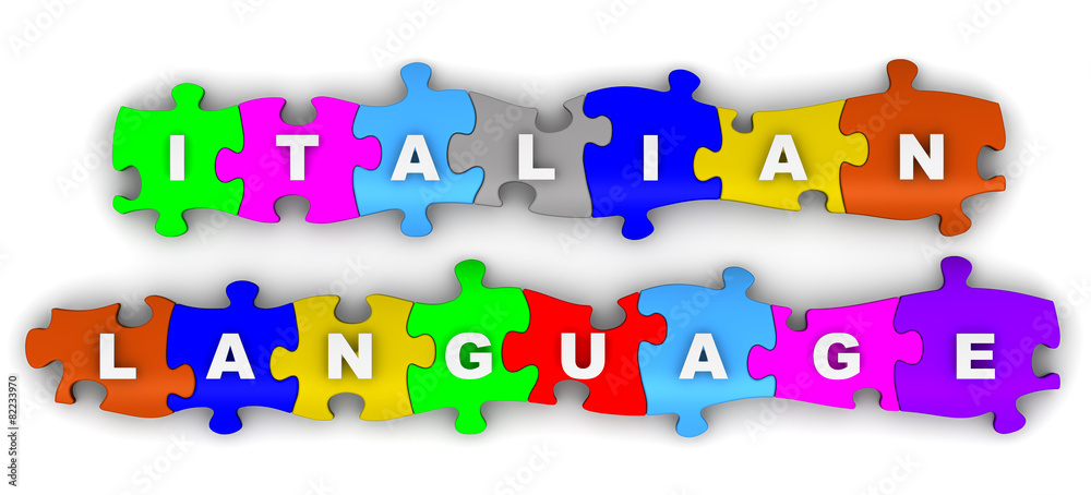 Italian language. Inscription on puzzles