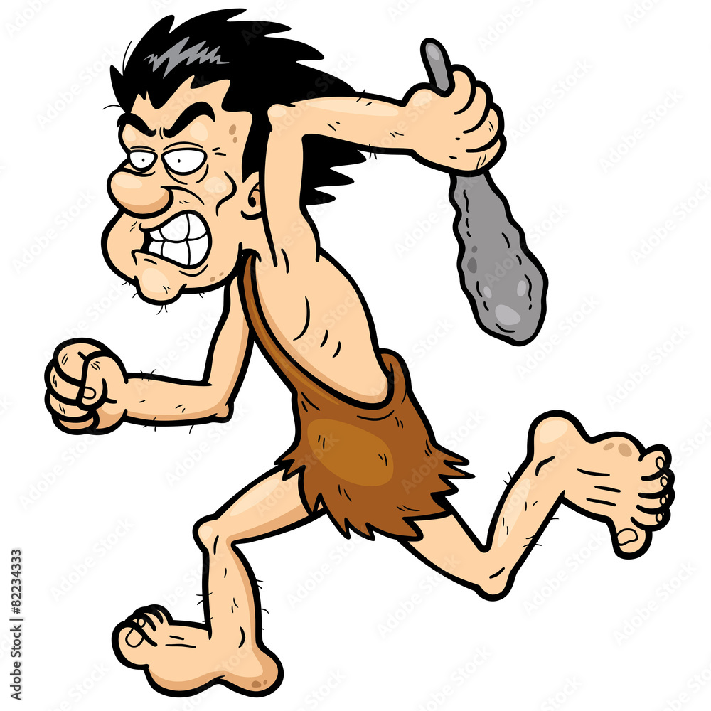 Vector illustration of Cartoon caveman running