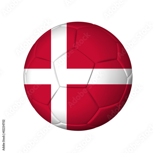 Soccer football ball with Denmark flag. Isolated on white.