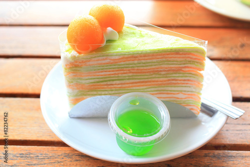 Cake with fresh melon a summer dessert photo